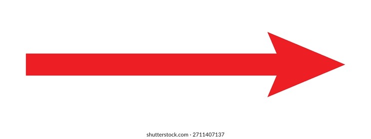 Flecha roja larga apuntando al lado izquierdo. Icono de flecha larga recta. Icono delgado de flecha larga aislado sobre fondo blanco.