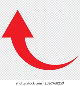 long Red curve arrow icon vector . Red curve arrow icon set. long arrow icon set. Red bold curve arrow icon vector.
