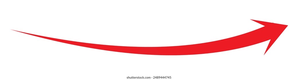 Long Red Curved arrow icon vector. Red long arrow vector. flat style Arrow symbol. RED of an arrow on a white background. vector illustration.