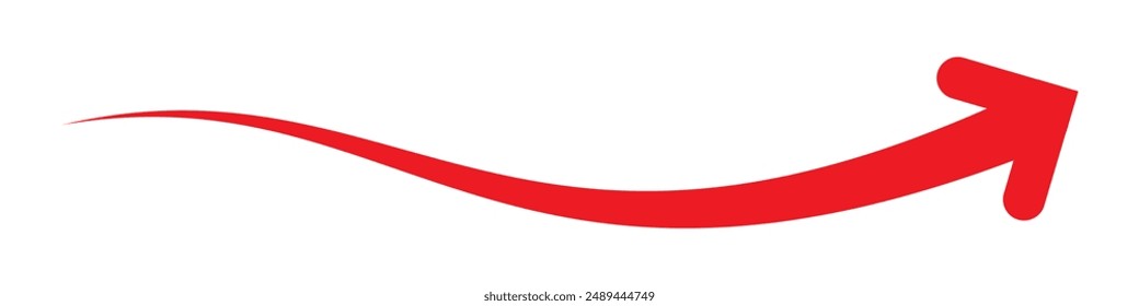 Long Red Curved arrow icon vector. Red long arrow vector. flat style Arrow symbol. RED of an arrow on a white background. vector illustration.