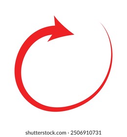 Long Red Curved arrow icon vector. Red long arrow vector. flat style Arrow symbol. Red Arrow. Eps 10.