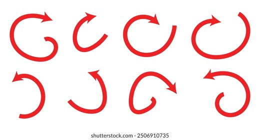 Long Red Curved arrow icon vector. Red long arrow vector. flat style Arrow symbol. Red Arrow. Eps 10.
