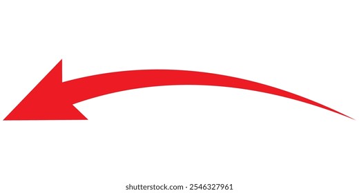 Long Red Curved arrow icon vector. Red long arrow vector. flat style Arrow symbol. RED of an arrow on a white background. vector illustration.