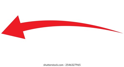 Long Red Curved arrow icon vector. Red long arrow vector. flat style Arrow symbol. RED of an arrow on a white background. vector illustration.