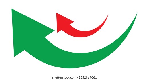 Long Red Curved arrow icon vector. Red long arrow vector. flat style Arrow symbol. RED of an arrow on a white background. vector illustration. 333