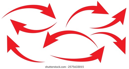 Long Red Curved arrow icon vector. Red long arrow vector. flat style Arrow symbol. RED of an arrow on a white background. vector illustration.