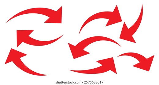 Long Red Curved arrow icon vector. Red long arrow vector. flat style Arrow symbol. RED of an arrow on a white background. vector illustration.