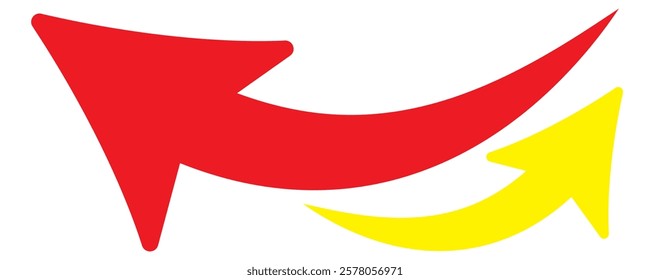 Long Red Curved arrow icon vector. Red long arrow vector. flat style Arrow symbol. RED of an arrow on a white background. vector illustration