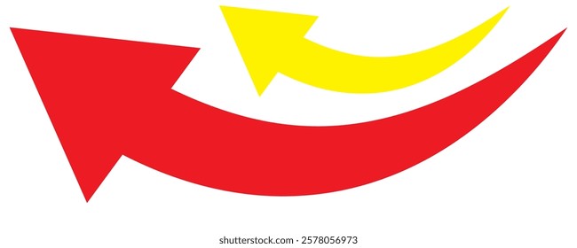 Long Red Curved arrow icon vector. Red long arrow vector. flat style Arrow symbol. RED of an arrow on a white background. vector illustration