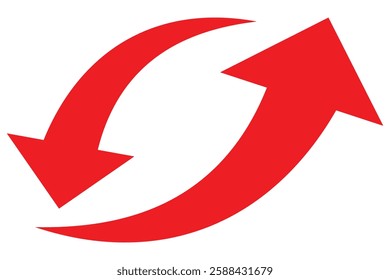 Long Red Curved arrow icon vector. Red long arrow vector. flat style Arrow symbol. RED of an arrow on a white background. vector design eps 888.