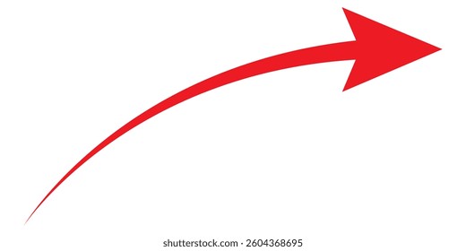 Long Red Curved arrow icon vector. Red long arrow vector. flat style Arrow symbol. RED of an arrow on a white background. vector illustration.