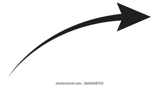 Long Red Curved arrow icon vector. Red long arrow vector. flat style Arrow symbol. RED of an arrow on a white background. vector illustration.