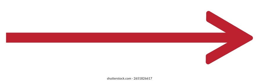 Flecha curva roja larga. Icono de Vector de flecha larga roja. Símbolo de flecha larga de estilo plano. Flecha larga roja EPS 10