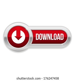 Long red download button with metallic border