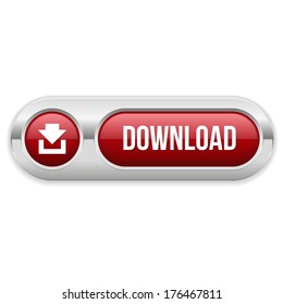 Long red download button with metallic border