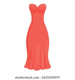 Long red dress flowing on a white background, perfect for fashion and style concepts