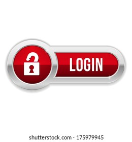 Long red log-n button with metallic border