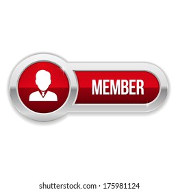 Long red member button with metallic border