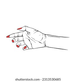 Long red nails hand drawn gesture sketch vector illustration line art