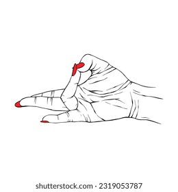 Long red nails hand drawn gesture sketch vector illustration line art