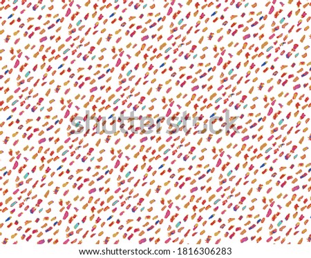 A long red and orange dotted background (hand drawn in crayon)