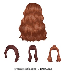 Long, red and other types of hairstyles. Back hairstyle set collection icons in cartoon style vector symbol stock illustration web.