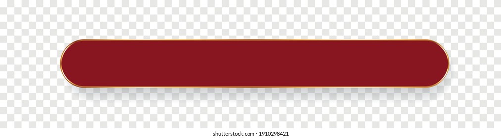 Long Red Ribbon Banner With Gold Frame On Transparent Background	
