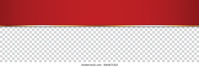 Long Red Ribbon Banner With Gold Frame With Transparent Place