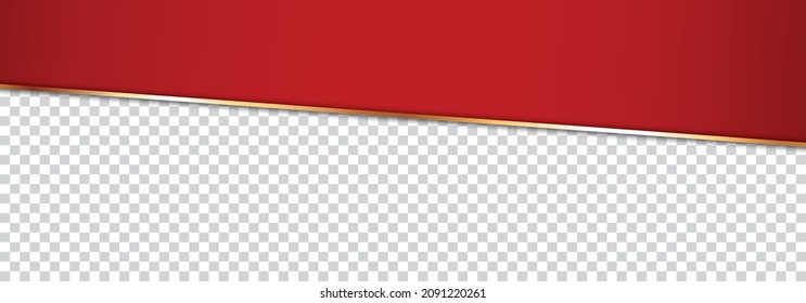 Long Red Ribbon Banner With Gold Frame With Transparent Place	
