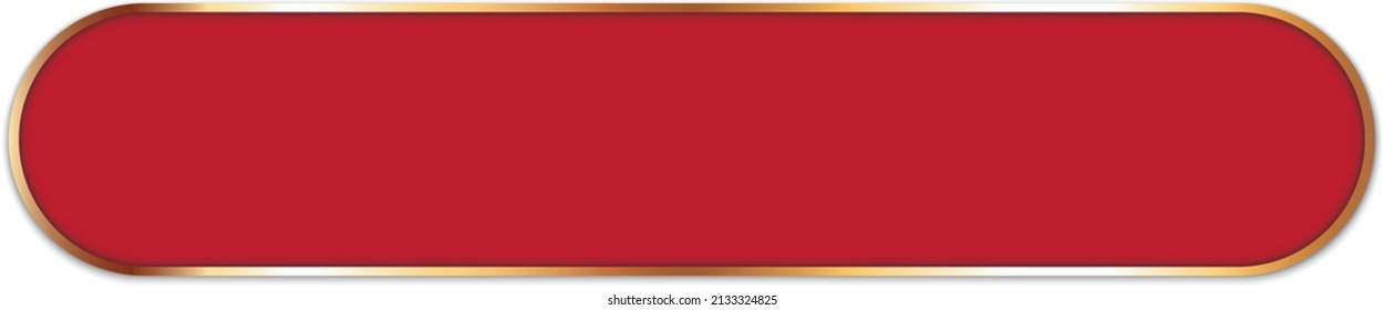 Long Red Ribbon Banner With Gold Frame On White Background