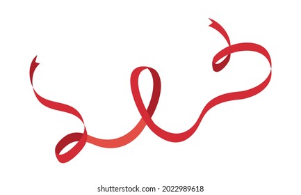 Long Red Ribbon On White Background