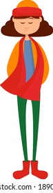 Long red scarf, illustration, vector on a white background.
