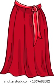 Long red skirt, illustration, vector on white background.