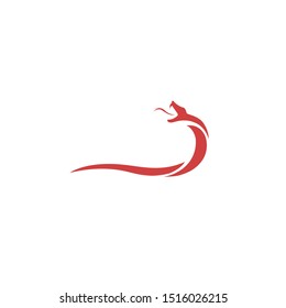 A long red snake with open mouth