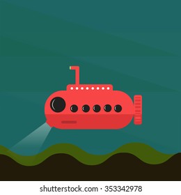 long red submarine illustration - vector