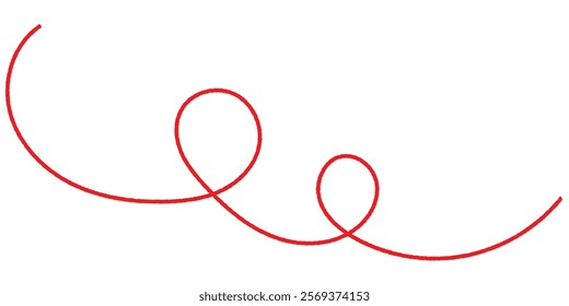 long red thread icon. a red silk thread looped in a circle form, extending on both ends, symbolizing the red thread. long red thread. eps 10.