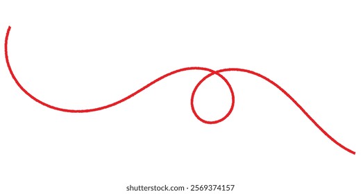 long red thread icon. a red silk thread looped in a circle form, extending on both ends, symbolizing the red thread. long red thread. eps 10.