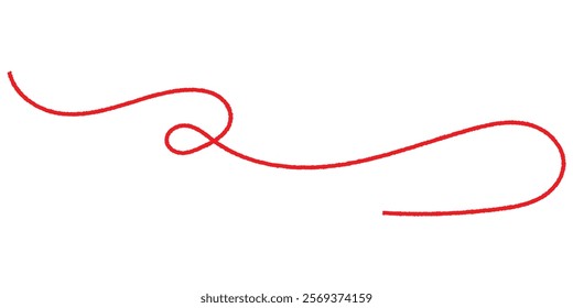 long red thread icon. a red silk thread looped in a circle form, extending on both ends, symbolizing the red thread. long red thread. eps 10.