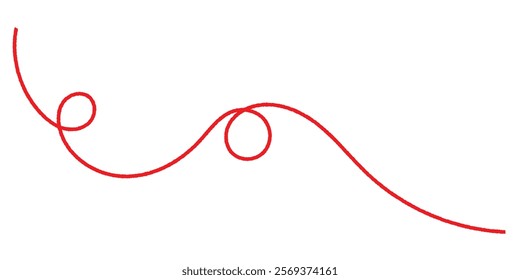 long red thread icon. a red silk thread looped in a circle form, extending on both ends, symbolizing the red thread. long red thread. eps 10.