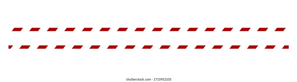 Long Red & White Long Security Stripe Floor Marking Icon with Empty Space for Text. Vector Image