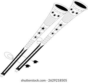 Long Reed Instrument Vetor, corte a laser, cricut, gravação, Corte de madeira, Digital, corte cnc, arquivo Eps