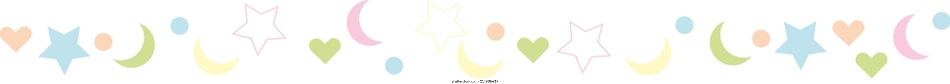 una larga cinta de colores pastel con figuras de la luna y las estrellas. conjunto de formas geométricas