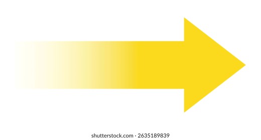 Long right yellow arrow representing directional symbol for navigation, pointing right, isolated graphic for infographic, presentation, or web design use.