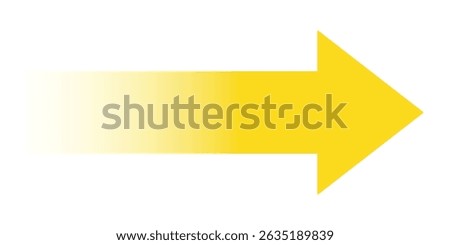 Long right yellow arrow representing directional symbol for navigation, pointing right, isolated graphic for infographic, presentation, or web design use.