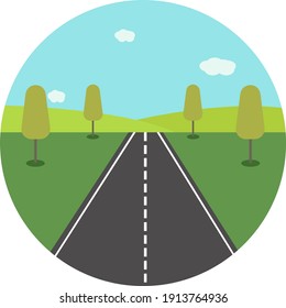 Long Road, Illustration, Vector On A White Background.