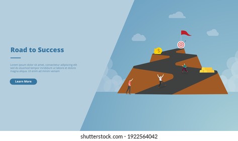 long road to success concept for website design template banner or slide presentation cover