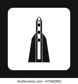 Long rocket icon in simple style isolated on white background. Aircraft symbol