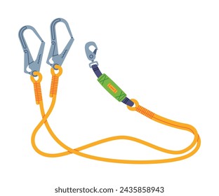 Long Rope with Clasp as Climbing Equipment Vector Illustration