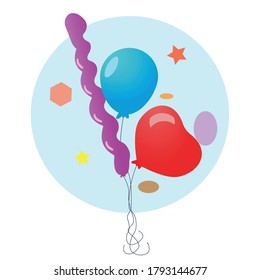 Globos largos, redondos, en forma de estrella. Una herramienta para saludos festivos.