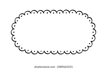 Long rounded scallop frame doodle line art illustration clipart